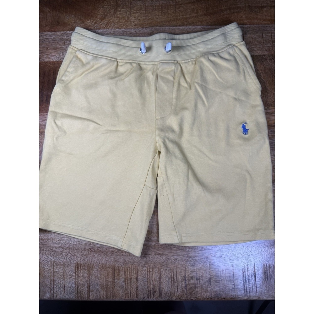 Polo Ralph Lauren Men's Fleece Sweat Shorts Yellow Drawstring Logo Cotton Sz S